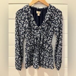 💙NWOT Michael Kors floral ruched blouse - XXS💙